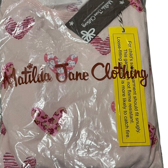 Matilda Jane Fairy Dust Allover Pajamas NWT Girls Size 10 Pink Hearts Print - Picture 2 of 3
